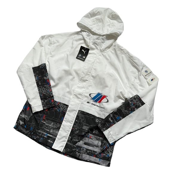 PUMA Men's BMW Motorsport Woven Hooded Jacket White - Picture 2 of 12